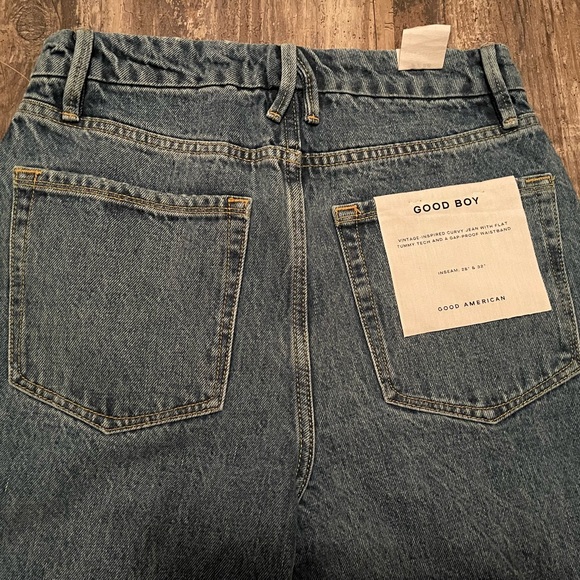 Good American Good Boy High Waist Distressed Nonstretch Jeans, NWT - Picture 7 of 16